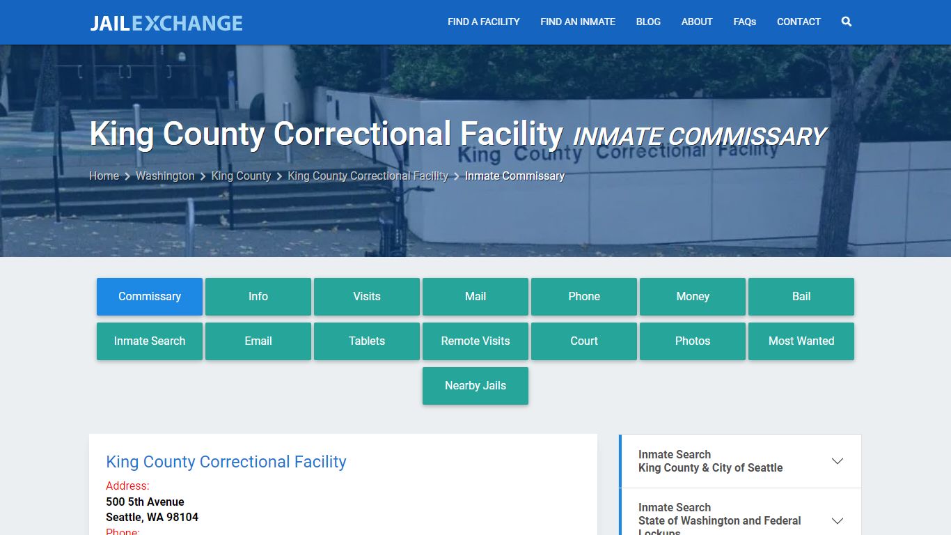 King County Correctional Facility Inmate Commissary - Jail Exchange